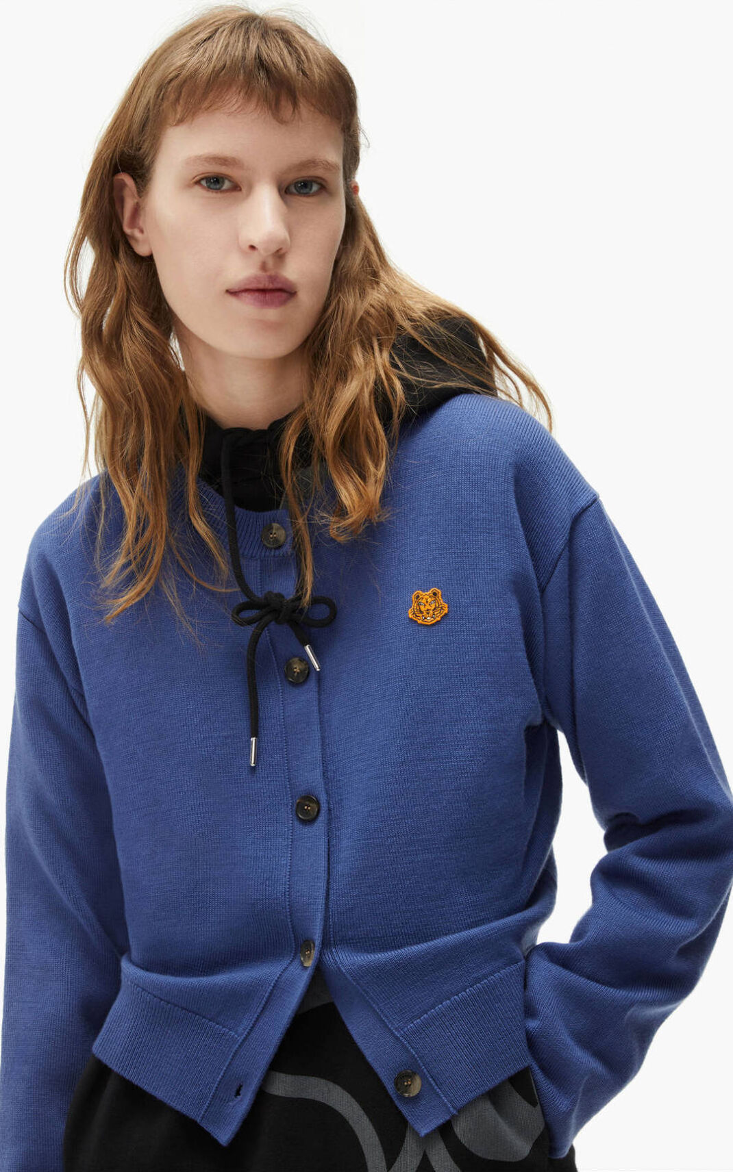 Sweat Zippé Kenzo Tiger Crest merino wool Femme Bleu | YQXW-10564